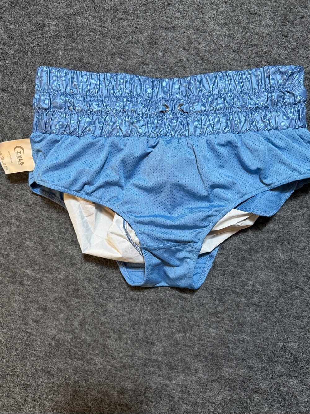 Zyia Active Blue Steel Bubbles Hi-Rise Bomber Shorts Water resistant size M - Picture 5 of 12